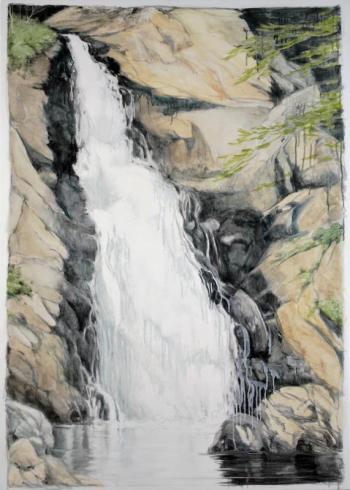 Marguerite Robichaux’s “Little Poplar Falls” bears her signature “drip technique.” Courtesy of the artist Marguerite Robichaux - Little Poplar Falls