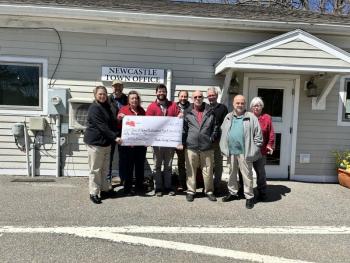 Pictured from left are: Carrie Kipfer (LC Administrator), Jim Corbett (LCI Manager of Engineering/OSP Engineer), Carol Miller (Newcastle Broadband Committee), Evan Goodkowsky (Coastal Maine Reg Broadband), Kevin Sutherland (Newcastle Town Manager), David Levesque (Newcastle Broadband Committee), Alan Hinsey (LCI Director of Marketing and Sales), Randal Manning (LCI Vice President of Operations and Engineering), and Mary Ellen Barnes (CMRB). Courtesy photo