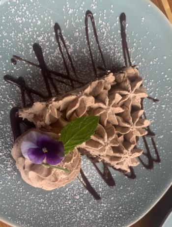 Flawless chocolate cake at Whale’s Tale. BILL PEARSON/Boothbay Register