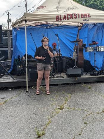 Olive Pine gives a firsthand account of the benefits of Hearty Roots camps. CANDI JONETH/Boothbay Register