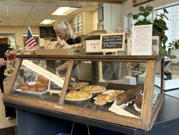 The vintage bakery case, very much like the General Store’s original case that is now on display at Hendricks Hill Museum. JENNY BENNETT/Boothbay Register