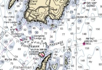 This is a section of local Chart #13293. It contains at least 20 pieces of important navigation information. Don’t know what all the symbols and numbers on the chart mean? Our course will help you learn what they are and why all of them are important. “Navigating Mid Coast Maine” makes chart reading, navigation, and learning the local waters fun and interesting. All proceeds support the activities of the all-volunteer USGC Auxiliary Flotilla 2-5 (Boothbay Harbor).