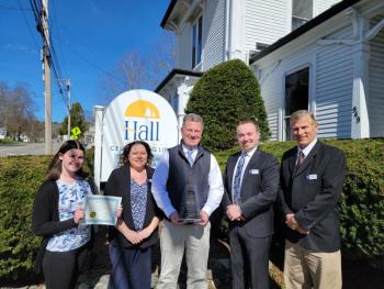 The staff of Hall Funeral Homes & Cremation Services. Pictured from left are: Lexi Hartford, funeral director; Trenna Bragg, tribute team manager; Michael J. Hall, owner and funeral director; William 'Will' Waldron III, apprentice; and
Jamie Keene, crematory operator and funeral attendant. Not pictured and taking the photo, Liz Hall, CFO. Courtesy photo