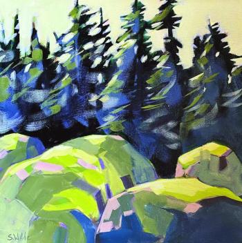 Sarah Wilde’ “Moss Covered” - an acrylic on canvas. Courtesy of Kerr+Jones Gallery Sarah Wilde