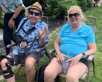 Janice Murray of Rochester, New Hampshire retired from teaching after 39 years. She wanted to attend Windjammer Days to celebrate with her husband Dave Bonneau. BILL PEARSON/Boothbay Register