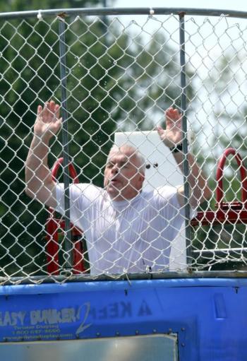 Glenn Tilton in the dunk tank. STEVE EDWARDS/Boothbay Register