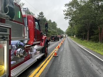 Truck rollover accident on Route 27, Boothbay on Thursday, July 18. Mark Sullivan photo
