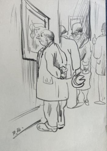 Drawing by Peggy Bacon (1895-1987), untitled. On view at The Gallery at Trifles July 25 - Sept. 27. Courtesy of Ben Rawlingson Plant Peggy Bacon