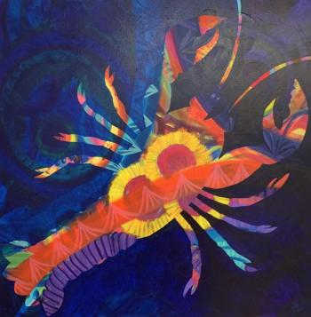 Daryne Rockett’s “Rockett Lobster I” is included in her solo show upstairs at BRAF in the Harbor Room. Courtesy of the venue Daryne Rockett