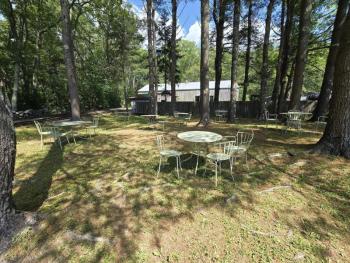 Seating for Shannon’s Unshelled diners at Boothbay Railway Village Museum this summer. BRVM FB page