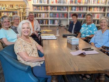 From left, Joanne Hammond, Jane Homer, Glenn “Sam” Stevens, Michael Pollard, Roberta Matchett, Meridith Watts and Lee Hammon. CANDI JONETH/Boothbay Register