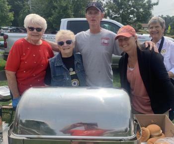 V.E.T.S. Inc. food serving crew included, from left, Sue Burge, Nancy Van Dyk, Chris Goodwin, Kelly Harmon and Vanda Yonge. BILL PEARSON/Boothbay Register