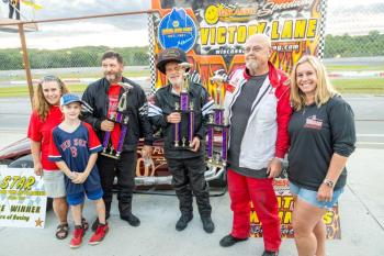 STAR Modifieds VL, from left: Deb Gonneville, Jr. Official Levi Davis, James Young, Skip Swiantek, Dwight Pickard and Jessica Wallace. Jasen Dickey Photography