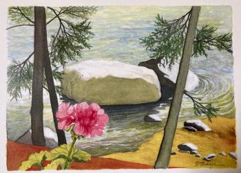 Watercolor by Edgecomb based artist Suzi Thayer. Courtesy of Merry Barn