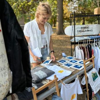 Callie Rhodin sells hand carved prints, hand painted upcycled clothing and other one-of-a-kind creations as selkie silhouettes in Portland, Maine. Courtesy photo market