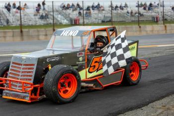 Zig Geno picked up his first career touring win in the New England Dwarf Car Series on Saturday night. Jasen Dickey Photography