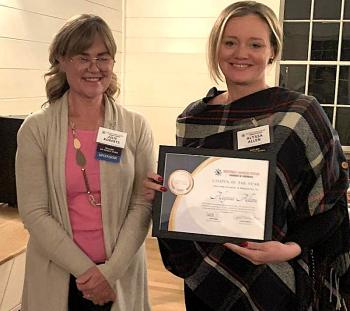Chamber President Julie Roberts, left, presented Alyssa Allen with the Citizen of the Year award. BILL PEARSON/Boothbay Register Citizen award