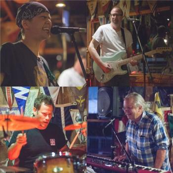 The Gulch will play at the Oct. 19 Rally for Democracy in Damariscotta. Clockwise from top left to bottom left: Griffin Han-LaLime of Damariscotta, Corey Redonnett of Damariscotta, Chuck Benton of Nobleboro, and Michael Sevon of Jefferson. Courtesy of the band The Gulch
