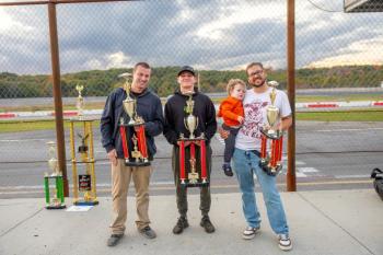 The top 3 drivers in the Norm's Used Cars Pro Stocks join together for a photo. From left: Nick Hinkley, Dan McKeage Jr., Logan Melcher and Henry Melcher. Jasen Dickey Photography pro stock drivers