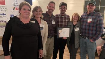 Bristol Marine won a special Chamber of Commerce Appreciation Award. Pictured from left: Lisa Walby, Julie Roberts, Andy Tyska, Dennis Gunderson, Stephanie Walsh and Eric Graves. BILL PEARSON/Boothbay Register Bristol Marine