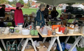 Deal seekers spent 8 a.m. to 1 p.m. on Oct. 5 reviewing all the merchandise during the Boothbay American Legion Post 36 yard sale. BILL PEARSON/Boothbay Register Fabulous merchandize