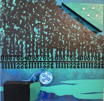 "Evolution of the Man in the Moon" - Wendy Clayton mixed media. "Evolution of the Man in the Moon" - Wendy Clayton mixed media.