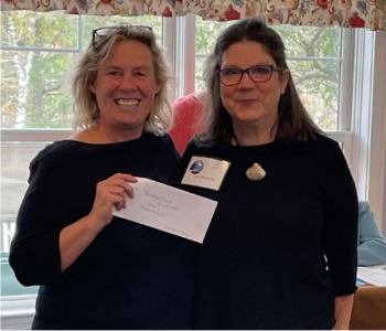 Stephanie Hawke, representing the Boothbay Region Health Center, accepted a check in the amount of $1,050 for a Dermatoscope (device for viewing skin lesions). Courtesy photo Stephanie