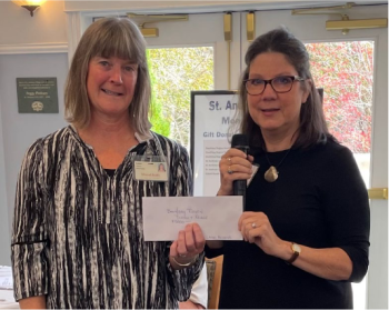 Laurie Andrews, Boothbay Region District Nurse, accepted a check in the amount of $5,000. Courtesy photo Andrews