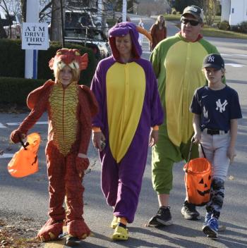 Halloween parade participants.