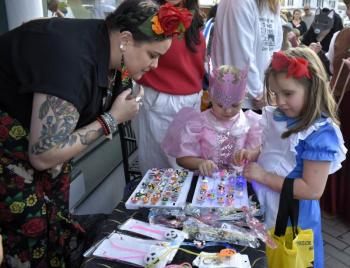 Halloween parade participants.