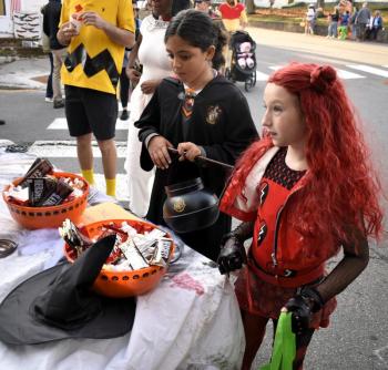 Halloween parade participants.