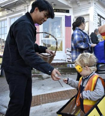 Halloween parade participants.