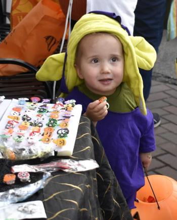 Halloween parade participants.