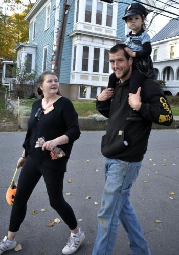 Halloween parade participants.
