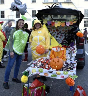 Halloween parade participants.