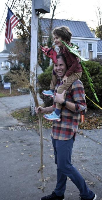 Halloween parade participants.