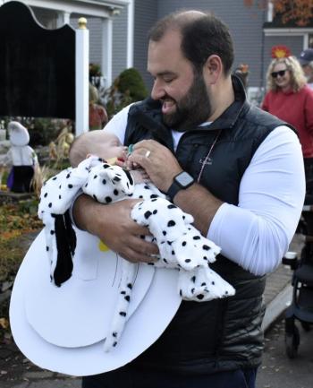 Halloween parade participants.
