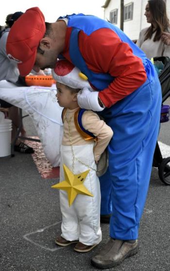 Halloween parade participants.