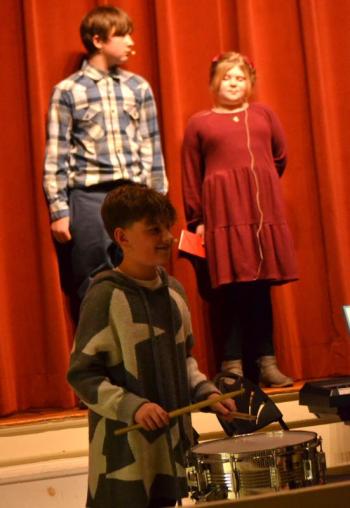 Shepherd Griffith plays the drums. KEVIN BURNHAM/Boothbay Register