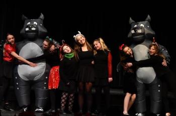 Enilea Burns, Evie Roy, Harper Westhaver, Violet Baldwin, Adeline Inman, and Kaylee Wayda sing "I Want A Hippopotamus for Christmas" with hippo dancers, Hamilton Pierpan, Sarah Harris, and Collin Cantillo. Enilea Burns, Evie Roy, Harper Westhaver, Violet Baldwin, Adeline Inman, and Kaylee Wayda sing "I Want A Hippopotamus for Christmas" with hippo dancers, Hamilton Pierpan, Sarah Harris, and Collin Cantillo.