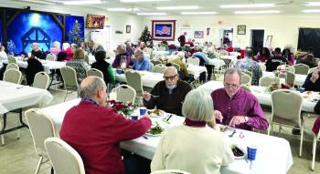 Christmas dinner at the American Legion Hall, Boothbay. Courtesy of Barb House