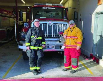 Boothbay firefighters David Washburn, left, and Lucian Laurie. Courtesy photo
