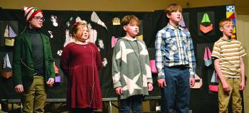 The fifth and sixth graders sing "I'll Sing "Peace on Earth." KEVIN BURNHAM/Boothbay Register