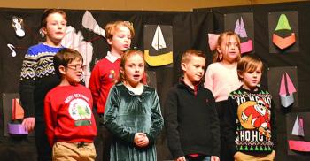 The second and third graders sing "Welcome, Christmas." KEVIN BURNHAM/Boothbay Register