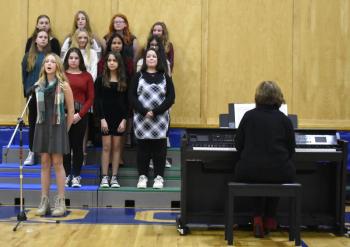 Shea Fritz sings a solo with the Seventh and Eighth Grade Chorus. FRITZ FREUDENBERGER