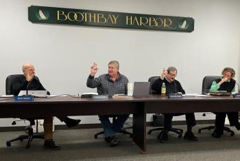 Boothbay Harbor Selectmen vote during their Jan 13 meeting. FRITZ FREUDENBERGER
