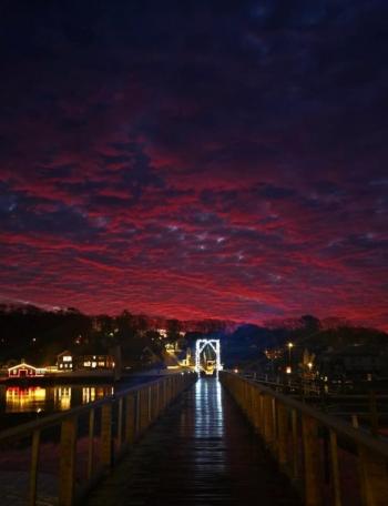 Sunrise over the Boothbay Harbor Footbridge. Courtesy of Angie McLellan