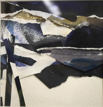 "View of the Mountains" - watercolor collage - Christine G. Aston