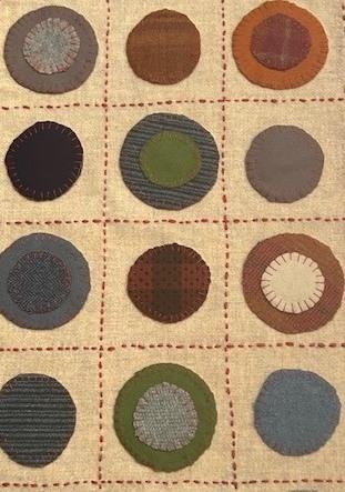 Textile with circles: Donna Strawser's "Big Coin Penny Rug Table Runner." Courtesy of River Arts