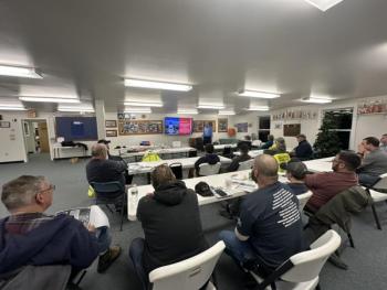Boothbay and Boothbay Harbor Firefighters attending the cancer awareness training. Courtesy of Mark Sullivan